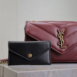 LOULOU MINI 20 IN BURGUNDY RED SHEEPSKIN GOLD HARDWARE