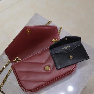 LOULOU MINI 20 IN BURGUNDY RED SHEEPSKIN GOLD HARDWARE