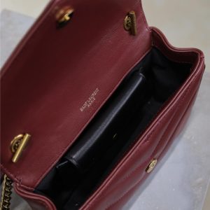 LOULOU MINI 20 IN BURGUNDY RED SHEEPSKIN GOLD HARDWARE