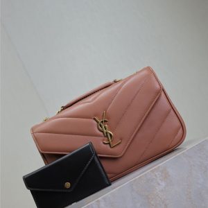 LOULOU SMALL 24 IN SALMON PINK SHEEPSKIN GOLD HARDWARE