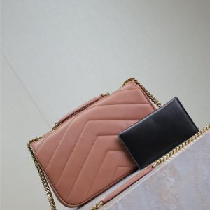 LOULOU SMALL 24 IN SALMON PINK SHEEPSKIN GOLD HARDWARE