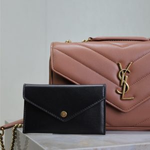 LOULOU SMALL 24 IN SALMON PINK SHEEPSKIN GOLD HARDWARE