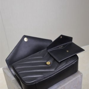 LOULOU MEDIUM 29 IN BLACK SHEEPSKIN GOLD HARDWARE