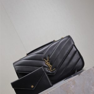 LOULOU MEDIUM 29 IN BLACK SHEEPSKIN GOLD HARDWARE