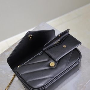 LOULOU MINI 20 IN BLACK SHEEPSKIN GOLD HARDWARE