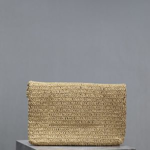 Envelope Clutch 29cm Beige Raffia Leather