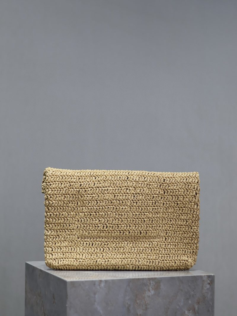 Envelope Clutch 29cm Beige Raffia Leather