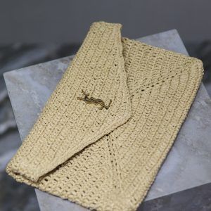 Envelope Clutch 29cm Beige Raffia Leather