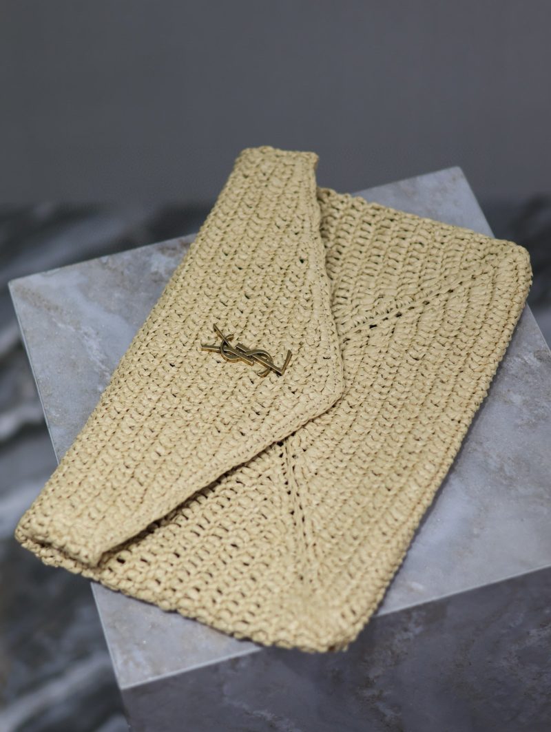 Envelope Clutch 29cm Beige Raffia Leather