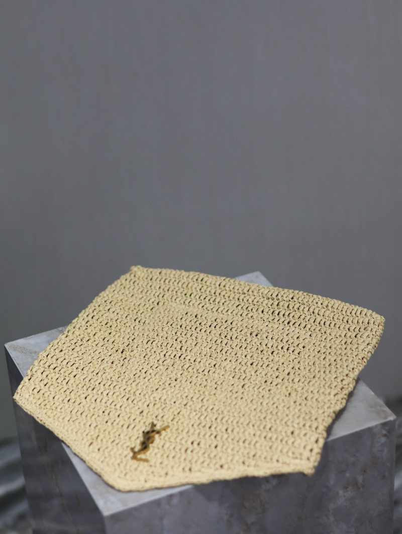 Envelope Clutch 29cm Beige Raffia Leather