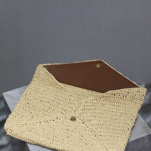 Envelope Clutch 29cm Beige Raffia Leather