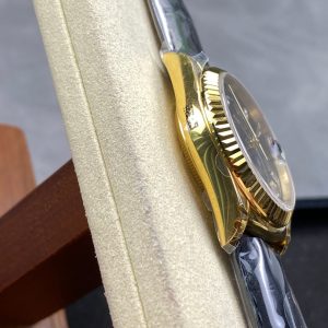 Rolex Day-Date 36mm Gold Black Dial Leather