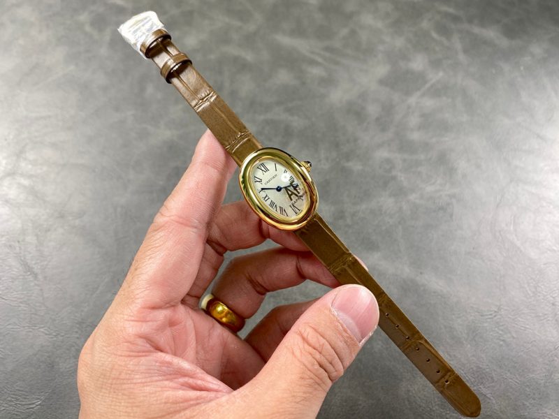 Baignoire Gold Case Brown Leather Strap