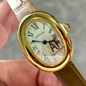 Baignoire Gold Case Brown Leather Strap