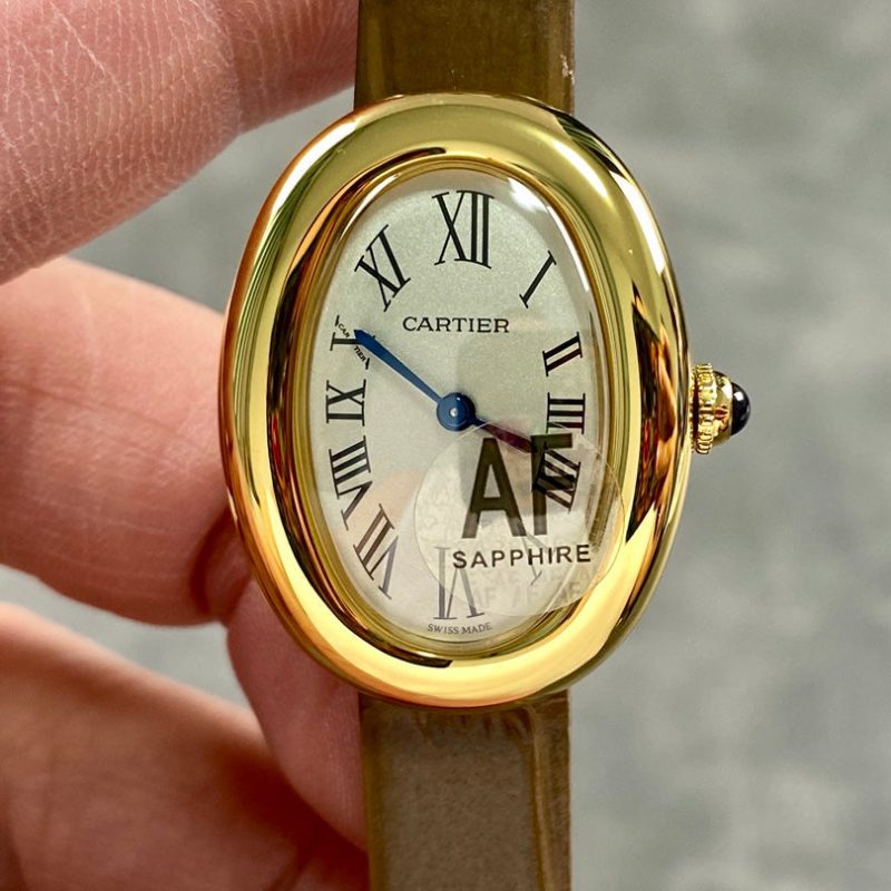 Baignoire Gold Case Brown Leather Strap