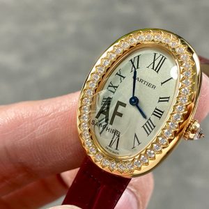 Baignoire Gold Case Red Leather Strap