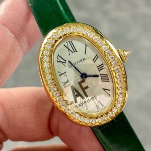 Baignoire Gold Case Green Leather Strap