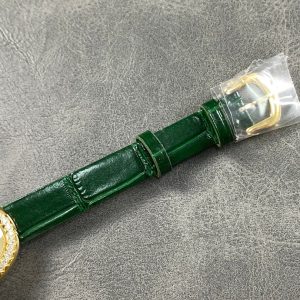 Baignoire Gold Case Green Leather Strap