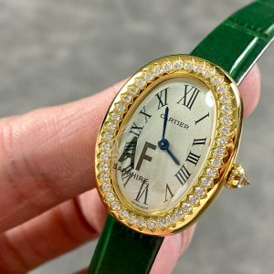 Baignoire Gold Case Green Leather Strap
