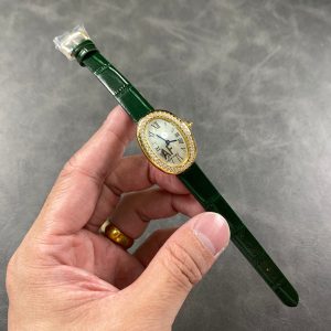 Baignoire Gold Case Green Leather Strap