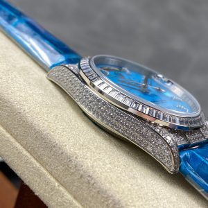 ROLEX Day-Date 36mm Diamond Blue Leather