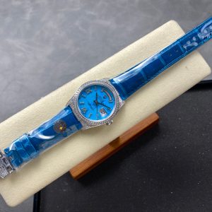 ROLEX Day-Date 36mm Diamond Blue Leather