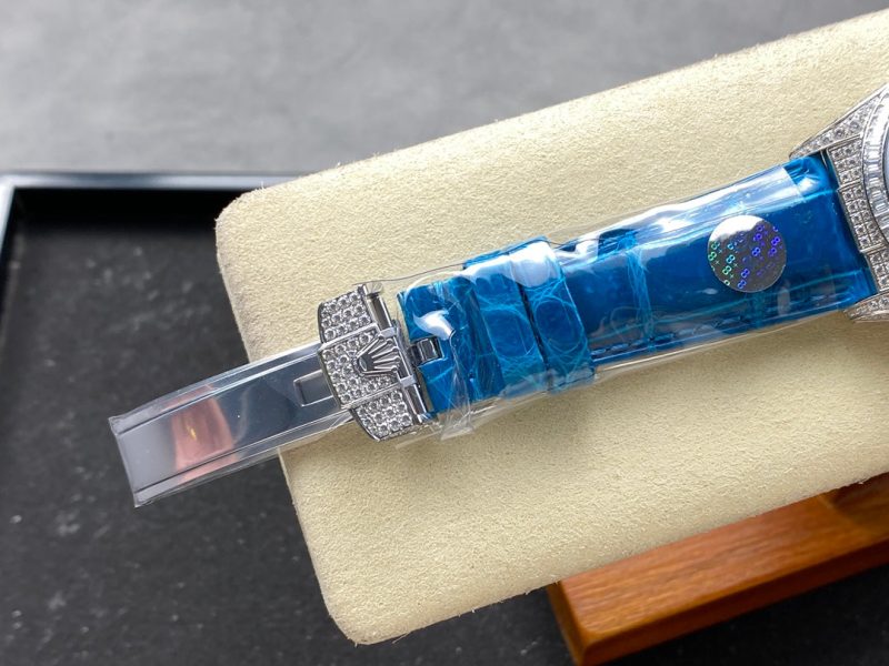 ROLEX Day-Date 36mm Diamond Blue Leather