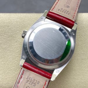 ROLEX Day-Date 36mm Diamond Red Leather Pink Dial