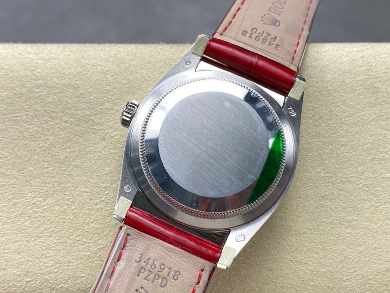 ROLEX Day-Date 36mm Diamond Red Leather Pink Dial