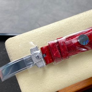 ROLEX Day-Date 36mm Diamond Red Leather Pink Dial