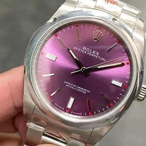 Rolex Oyster Perpetual 39mm Silver Purple Dial