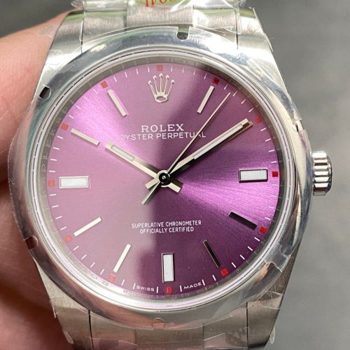 Rolex Oyster Perpetual 39mm Silver Purple Dial