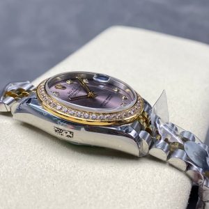 Datejust 31mm Yellow Gold Steel Diamond Bezel Purple Dial Diamond Numerals