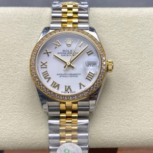 Datejust 31mm Yellow Gold Steel Diamond Bezel White Dial