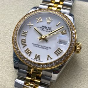 Datejust 31mm Yellow Gold Steel Diamond Bezel White Dial