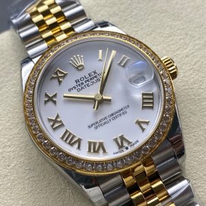 Datejust 31mm Yellow Gold Steel Diamond Bezel White Dial