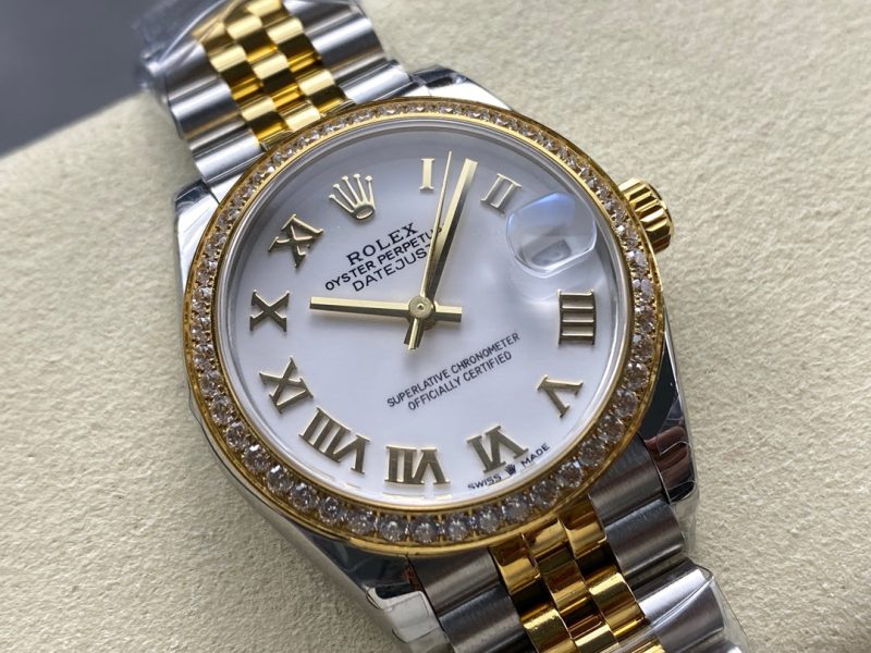 Datejust 31mm Yellow Gold Steel Diamond Bezel White Dial