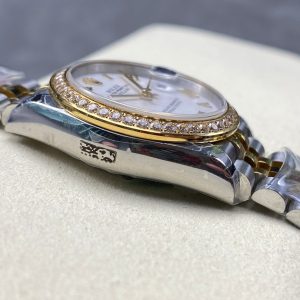 Datejust 31mm Yellow Gold Steel Diamond Bezel White Dial