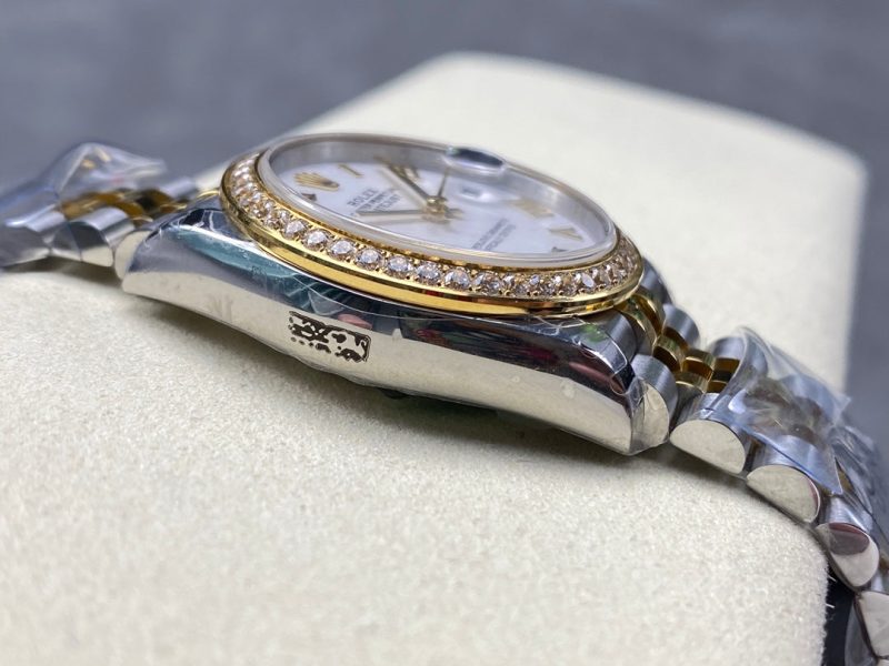 Datejust 31mm Yellow Gold Steel Diamond Bezel White Dial