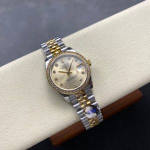 Datejust 31mm Yellow Gold Steel Diamond Bezel Champagne Dial Diamond Numerals