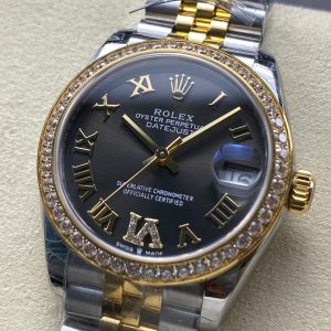 Datejust 31mm Yellow Gold Steel Diamond Bezel Dark Grey Dial