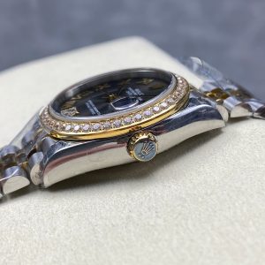 Datejust 31mm Yellow Gold Steel Diamond Bezel Dark Grey Dial