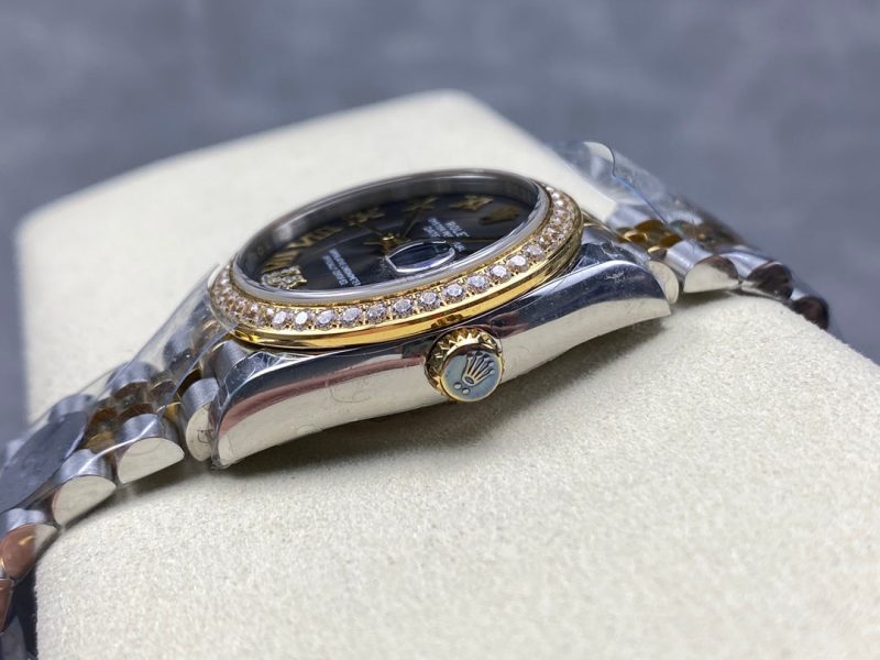 Datejust 31mm Yellow Gold Steel Diamond Bezel Dark Grey Dial