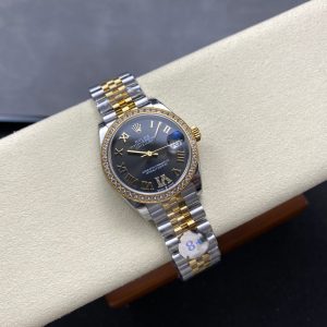 Datejust 31mm Yellow Gold Steel Diamond Bezel Dark Grey Dial