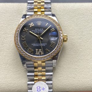 Datejust 31mm Yellow Gold Steel Diamond Bezel Dark Grey Dial