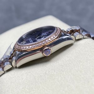 Datejust 31mm Pink Gold Steel Diamond Bezel Aubergine Purple Dial