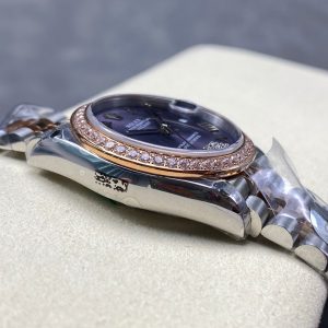 Datejust 31mm Pink Gold Steel Diamond Bezel Aubergine Purple Dial