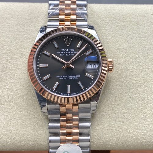 Datejust 31mm Pink Gold Steel Dark Grey Dial