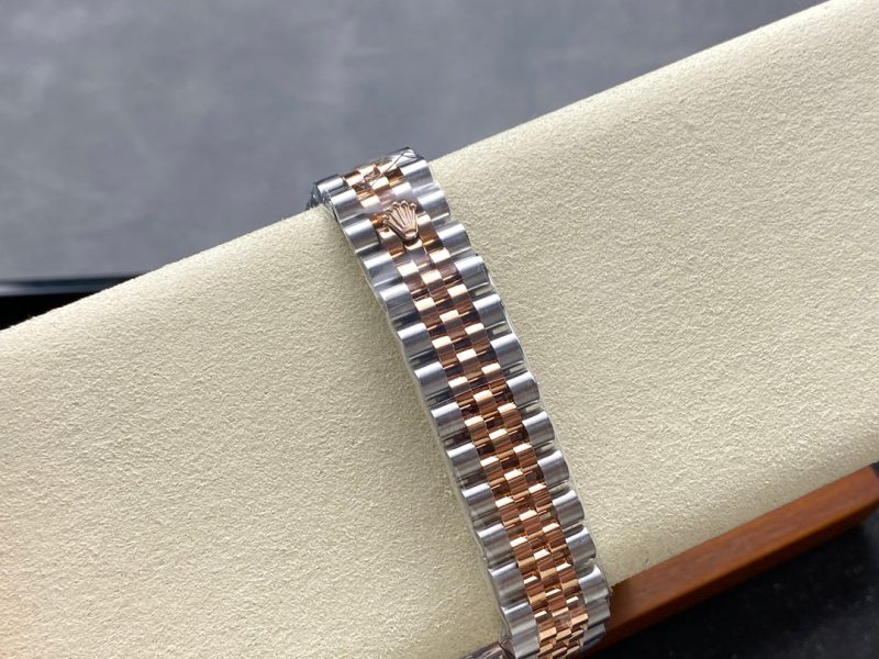 Datejust 31mm Pink Gold Steel Diamond Bezel Dark Grey Dial