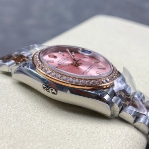 Datejust 31mm Pink Gold Steel Diamond Bezel Pink Dial